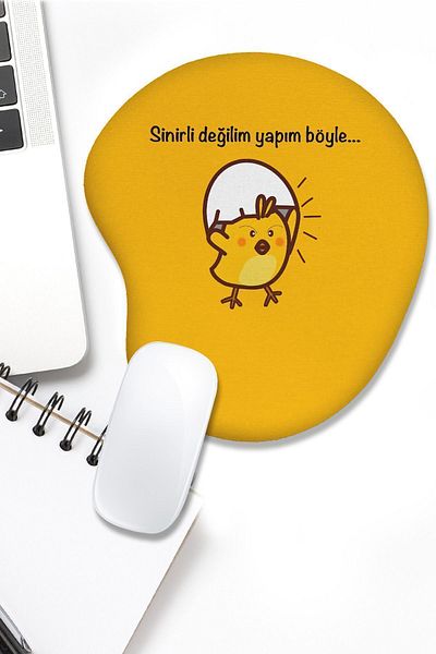 fafaatölye Mouse Pad Printed Ankle Supported Angry Chick