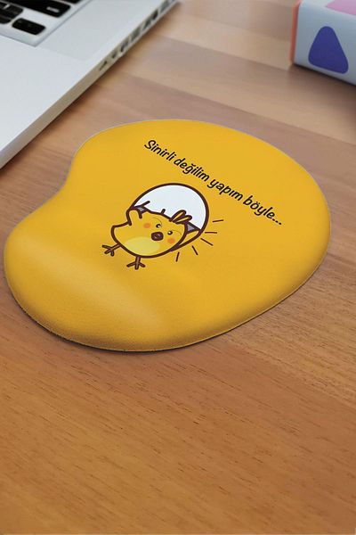 fafaatölye Mouse Pad Printed Ankle Supported Angry Chick