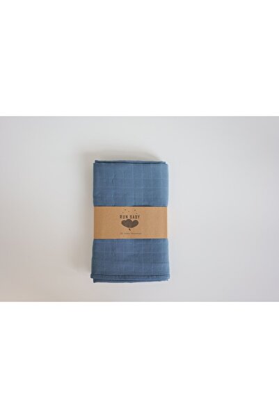 runbaby 100x120cm Oeko-tex Certified Baby Muslin Blanket - Petrol Blue