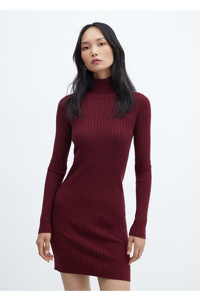 MANGO Woman Rochie cu gât țesut care îmbrățișează corpul
