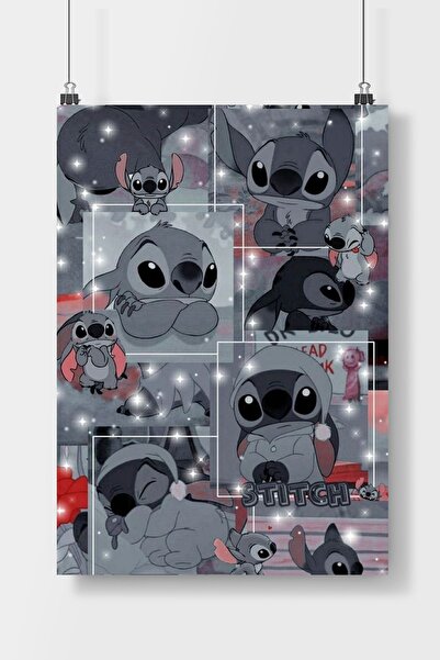 Luna Marissa Stitch Sevimli Karakter Poster Çerçevesiz Duvar Posteri