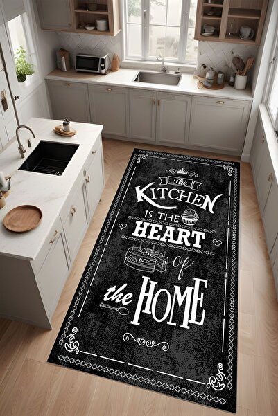 Noble Halı Dijital Baskı Kitchen Yazılı Dekoratif Modern Makinada Yıkanabilir...