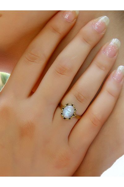 esha Antique Modeled Natural Stone Moonstone - Adjustable Women's Ring Euy38Ay