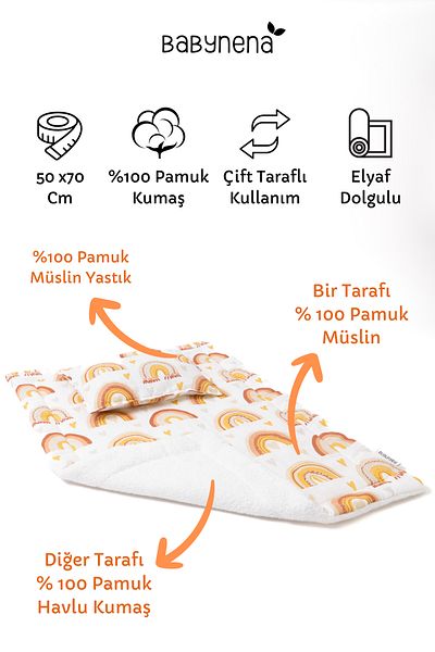 BABYNENA Double Sided 100% Cotton Muslin Towel - Diaper Cover, Diaper Mat and Diaper Cushion 50x70 cm