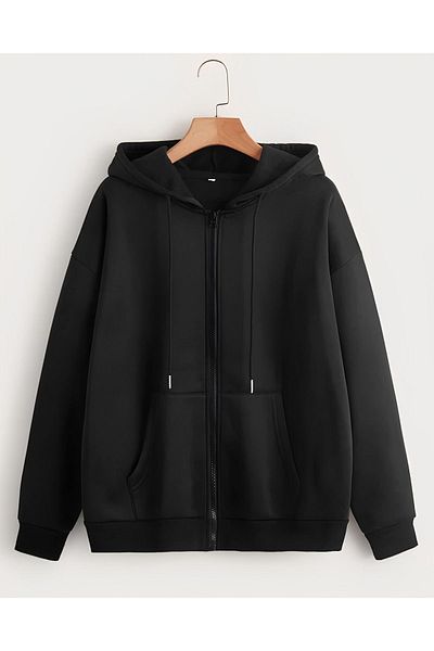 Jooy Company Seasonal Black and Gray Color Zippered Fleece Cardigan Jacket 2 Pack