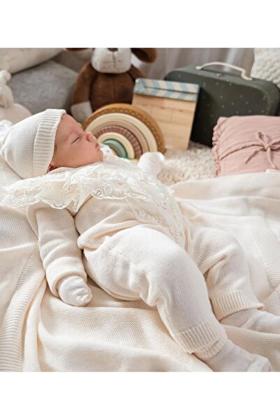 limebabies Nipperland Baby Girl Knitwear Hospital Discharge Set - Organic Cotton, Cream, 100% Cotton