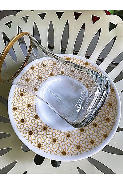 DECOSTYLE Paşabahçe Star 12 Piece Tea and Cup Set with Saddlebag