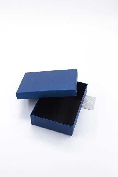 carton box Karton Kutu 1 Adet Metalik Mavi Küçük Sert Hediye Kutusu (EN 10*BOY 14*YÜKSEKLİK 3,8 CM