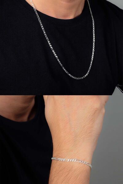 CEVHERİN Unisex Zincir Kolye Ve Bileklik Seti