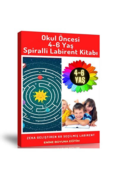 Enine Boyuna Eğitim Preschool 4-6 Years Old Maze Book (Spiral Maze Book)