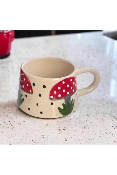 Merin MANTAR DESENLİ SERAMİK MUG KUPA