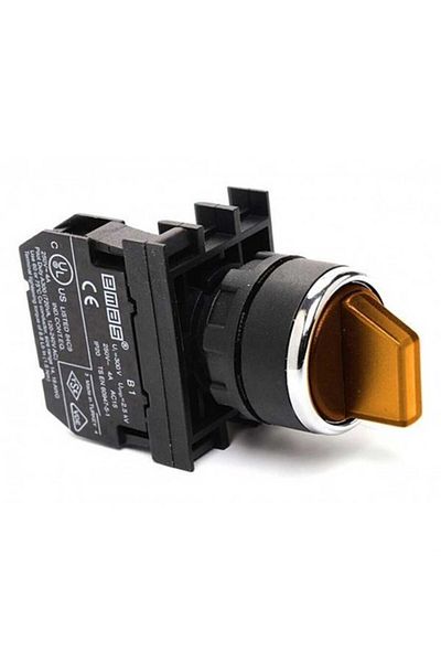 EMAS سلسلة B101sl30s B - 60° زر انتقاء دائم مضيء أصفر 22 مم