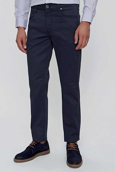 Morven Men's Navy Blue Fuji Cotton 5 Pocket Dynamic Fit Trousers