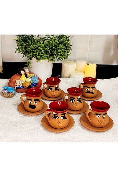 HerşeyTopraktan Handmade Emoji Expression Coffee Cup Set from Soil