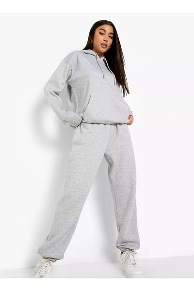Rex Darius Gray Jogger Hooded Sweatshirt Tracksuit Set