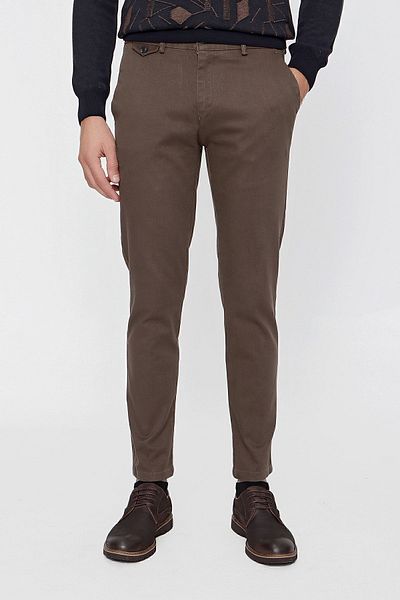 Morven Men's Brown Chino Cotton Side Pocket Slim Fit Slim Fit Trousers