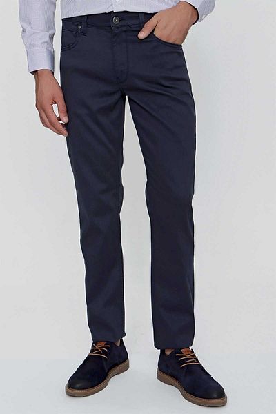 Morven Men's Navy Blue Fuji Cotton 5 Pocket Dynamic Fit Trousers