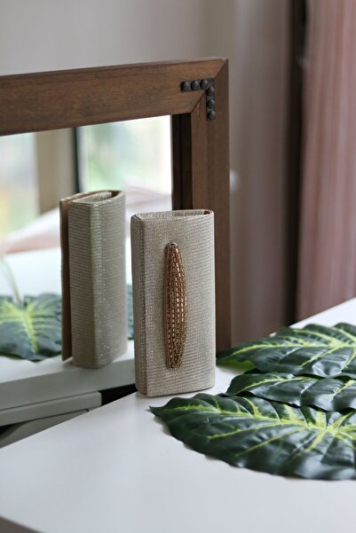 Moom Bag Women's Silvery Gold Evening Dress Bag with Stone Holding Detail