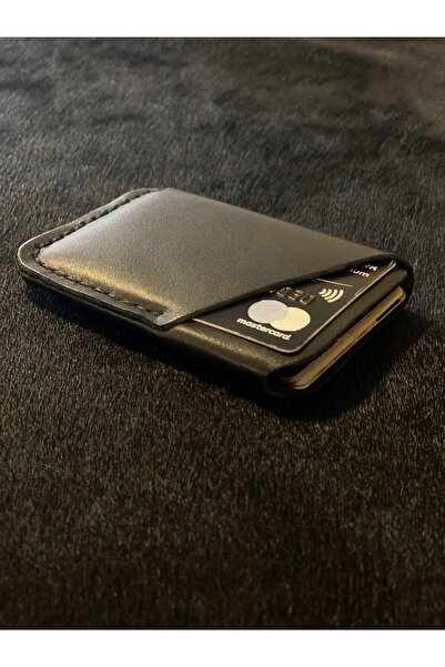 MAT Deri Siyah Kartlık Isme Özel Dikey Pratik Tasarım Hakiki Deri Ince Kartlık