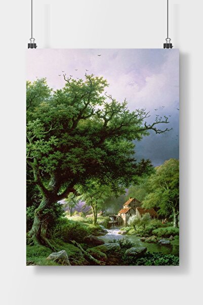 Luna Marissa B.C.Koekkoek, Değirmenli Peyzaj Tablosu Poster Çerçevesiz Duvar ...