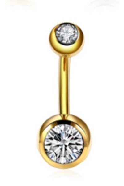 AyçaSilver Gold Altın Sarısı Göbek Piercing