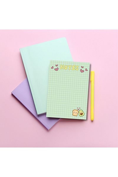 Pine Note مخطط بنمط الأفوكادو الأخضر المربعات/قائمة دفتر الملاحظات Memopad Notepad A6