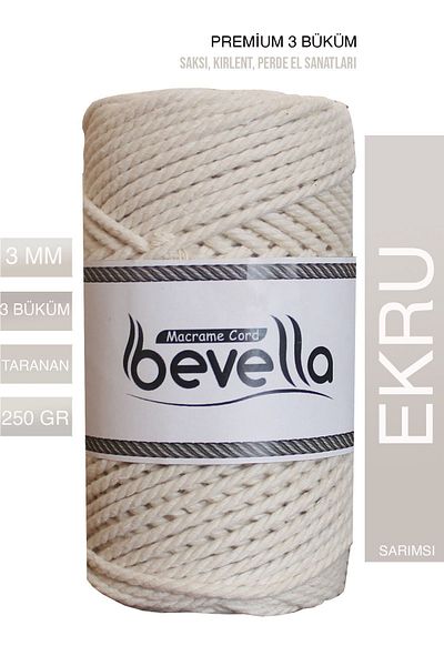 Bevella Macrame Cord Premium 3 mm Macrame Twine - 250 gr Στριφτό Βαμβάκι
