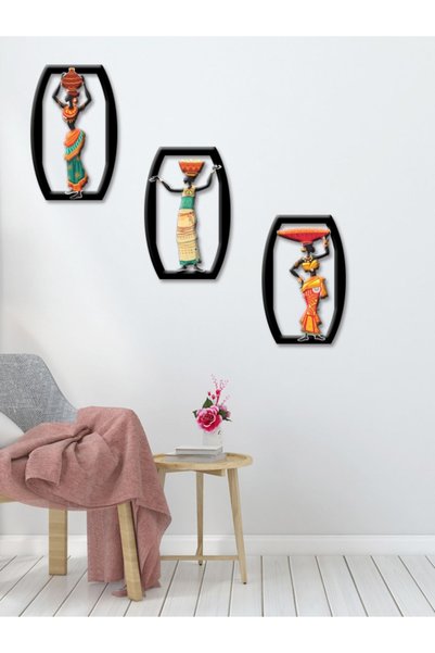 GİZEM SHOP Etnik Kıyafetli Afrikalı Kadınlar Uv Baskı Duvar Dekorasyonu Modern
