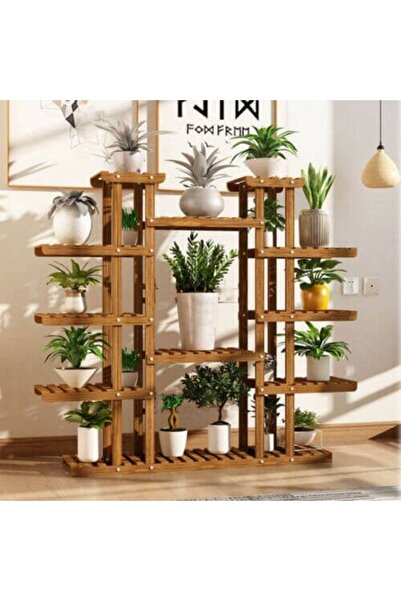 DEMBEY AHŞAP ATÖLYE Doğal Ahşap Dekoratif Balkon Bahçe Çiçeklik Saksı Standı ...