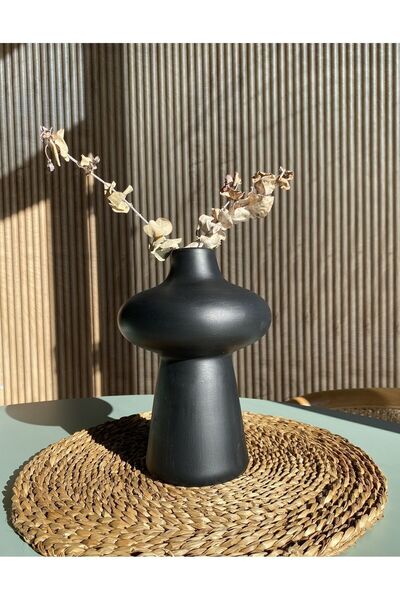 AstreHome Κεραμικό Μινιμαλιστικό Βάζο - Μαύρο, 22cm x 16cm