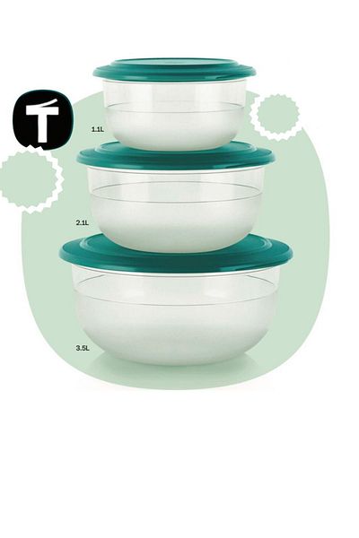 Tupperware 3 Piece Crystal Storage and Service Set