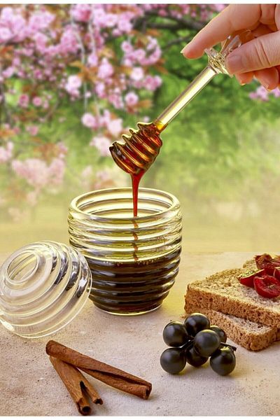HB LİFE Stylish Hive Shaped 3 Piece Crystal Honey Jar with Spoon| Mica Jar| Honey And Jam Jar