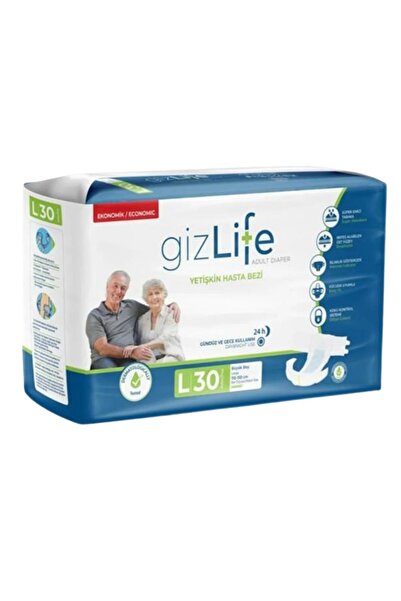 GIZLIFE Bel Bantlı Yetişkin Hasta Bezi Large 30 Adet