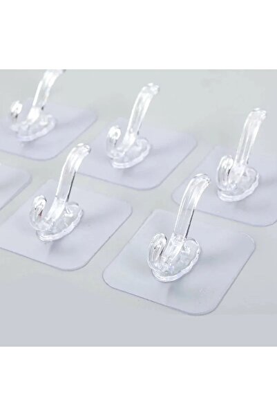 EUROLUXE 1'li Kendinden Yapışkanlı Güçlü Slikon Yapışkanlı Şeffaf Askılık Kapı Arkası Mutfak Duvar Banyo Askı