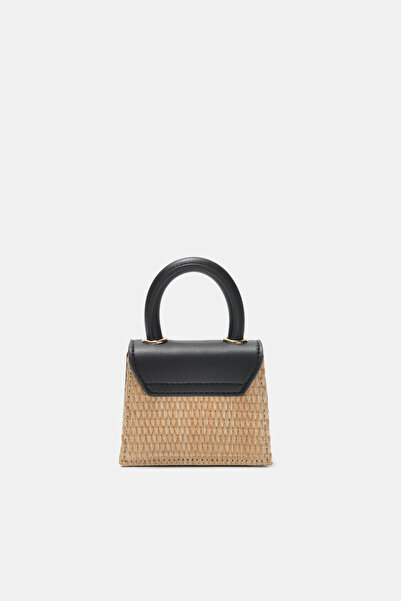 Black Ribbon Geantă mică pentru femei Queen Mini Wicker Lock