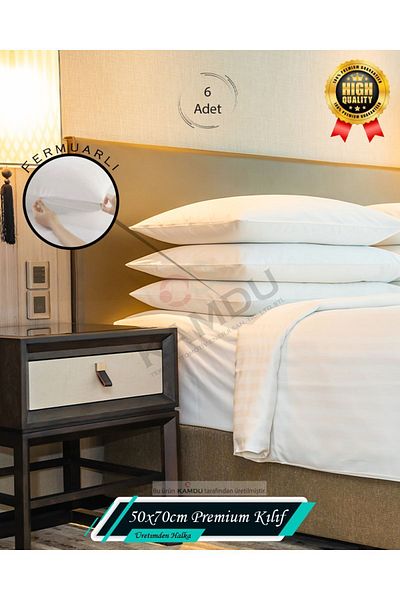 HepsibiGüzel 50X70Cm Zippered Luxury Pillow Case - 6 Hotel Pillowcases