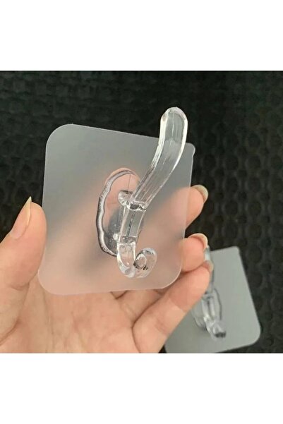 EUROLUXE 1'li Kendinden Yapışkanlı Güçlü Slikon Yapışkanlı Şeffaf Askılık Kapı Arkası Mutfak Duvar Banyo Askı