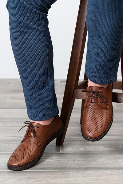 D&M DANİ&MARCA Men's Genuine Leather Casual Summer Shoes - Lace-Up Tan Skin