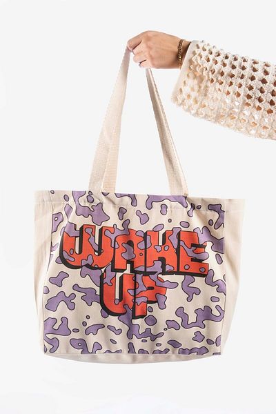 The Lycos Geantă de umăr și de plajă din pânză „wake Up”.
