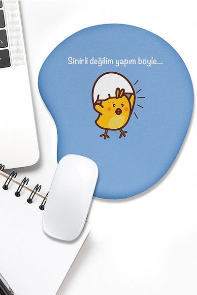 fafaatölye Mouse Pad Printed Ankle Supported Angry Chick