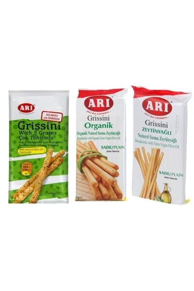 Arı Grissini 3'lü Paket Organik, Zeytinyağlı Sade Ve Çok Tohumlu
