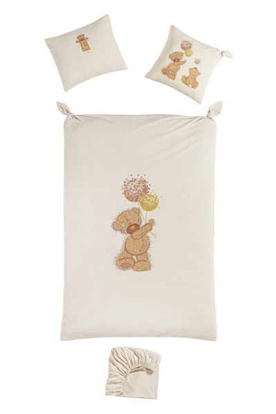 tinylamb Fluffy Bear Organic Cotton Combed Cotton Duvet Cover Set - 4 Pieces