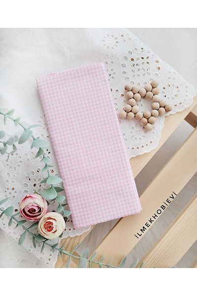 ilmekhobievi Poplin Fabric Plaid Pink 100% cotton 50x170 cm (1 piece)