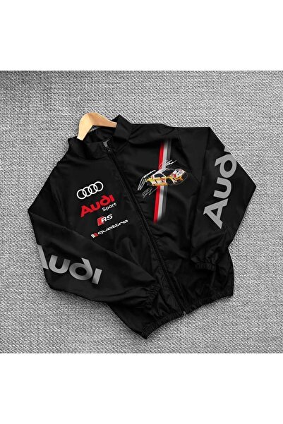 Lushen Unisex Paraşüt Kumaş Oversize Dijital Baskılı Siyah Rüzgarlık Yağmurlu...