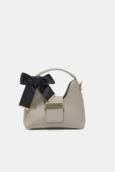 Black Ribbon Mini geantă Victoria gri deschis