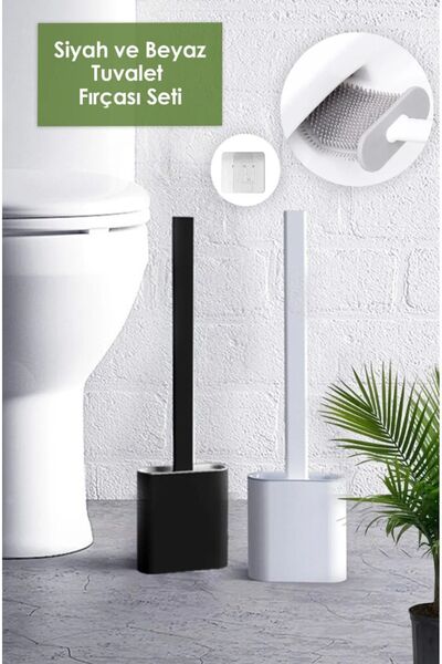 GODHLIFE 2'li Silikon Banyo Tuvalet Klozet Temizleme Fırçası Ve Tutucu Wc Klo...