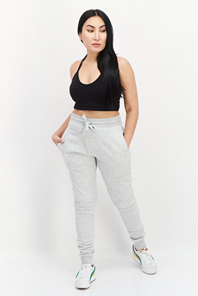 French Connection Women Regular Fit Brand Logo Jogger Pants, Light Grey Melange