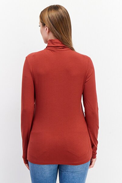 Esprit Women Turtle Neck Long Sleeves Plain Top, Rust