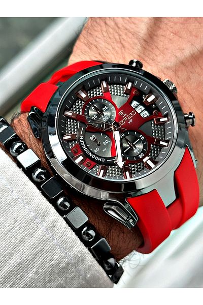 Reward Red Silicone Sports Men's Wristwatch - with Bracelet Gift + Active Functions
