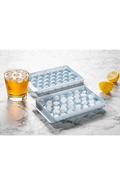HİROS'H 33-piece Marble Ice Mold - with Cover and Round, for Cocktail Presentations